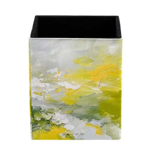 DragonBtu Schreibtisch-Stifthalter, abstraktes gelb-weißes Gemälde, Bleistift-Organizer, Federmäppchen, Tasse, Federmäppchen für Schreibtisch, Büro, Stifteetui für Schule, Kinder von DragonBtu