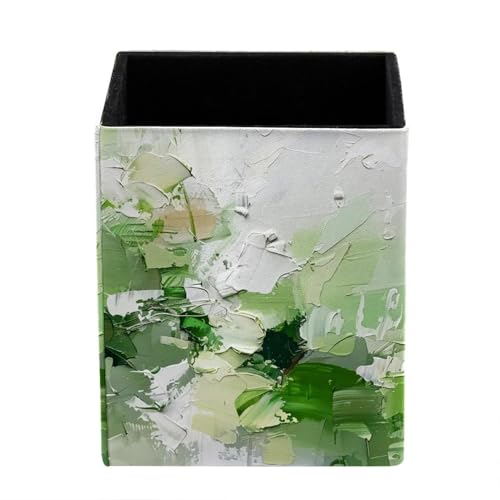 DragonBtu Schreibtisch-Stifthalter, abstraktes grün-weißes Gemälde, Bleistift-Organizer, Federmäppchen, Tasse, Federmäppchen für Schreibtisch, Büro, Stifteetui für Schule, Kinder von DragonBtu