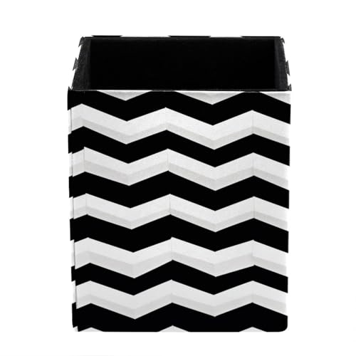 DragonBtu Schreibtisch-Stifthalter, schwarz-weiß, Chevron-Zick-Zack-Drucke, Stiftehalter, Federmäppchen, Tasse, Federmäppchen für Schreibtisch, Büro, Stifteetui für Schule, Kinder von DragonBtu