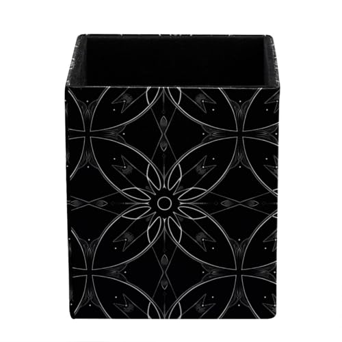 DragonBtu Stiftehalter für den Schreibtisch, schwarze Blumendrucke, Federmäppchen, Federmäppchen, Federmäppchen für Schreibtisch, Büro, Stifteetui für Schule, Kinder von DragonBtu