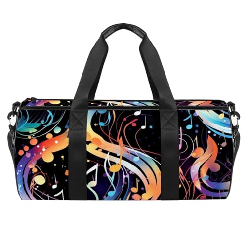 DragonBtu Turnbeutel für Damen und Herren - Stilvolle Handgepäcktasche mit mehreren Fächern - Note Prints, Mehrfarbig 10, 45x23x23cm/17.7x9x9in, Reisetasche von DragonBtu