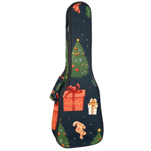 DragonBtu Ukulele Case Merry Christmas Ukulele Gigbag mit verstellbaren Gurten Ukulele Cover Rucksack, mehrfarbig 5, 25.9x9x3.1in/66x23x8cm von DragonBtu