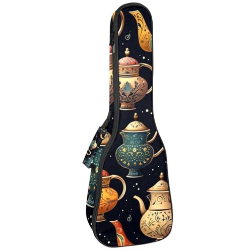 DragonBtu Wasserdichte Ukulelentasche aus Oxford-Stoff, stabile Schutzhülle für Musikinstrumente, 66 x 23 x 8 cm, arabische Teekanne mit Cartoon-Motiv, Mehrfabig 8, 25.9x9x3.1in/66x23x8cm von DragonBtu