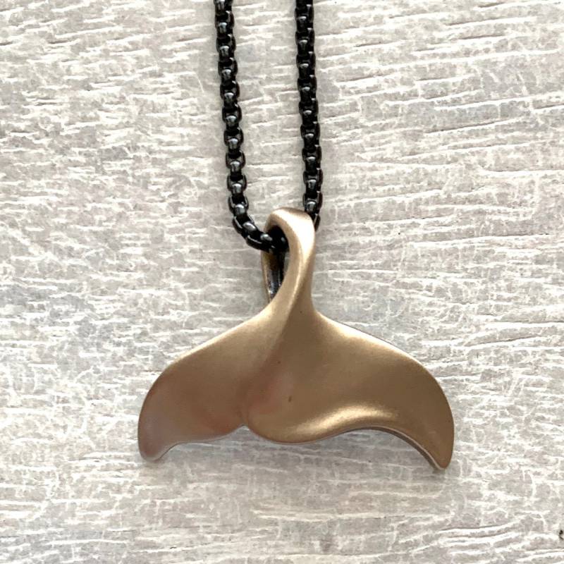 Bronze Whale Tail Halskette Edelstahl-Kette, Sea Life Schmuck von DragonHangers