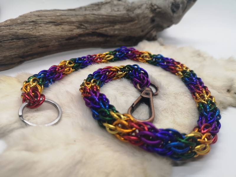 Regenbogen Chainmail Geldbörse Kette - Candy Cane Weave, Runde, Dicke, Bunte von DragonHeARTSpace