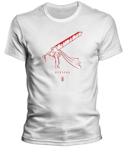 DragonHive Herren T-Shirt Berserk 4 Sword Anime Manga Guts, Größe:M, Farbe:Weiß von DragonHive