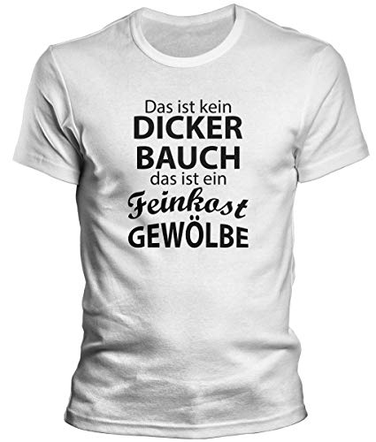 DragonHive Herren T-Shirt Das ist kein Dicker Bauch, das ist EIN Feinkostgewölbe, Größe:4XL, Farbe:Weiß von DragonHive