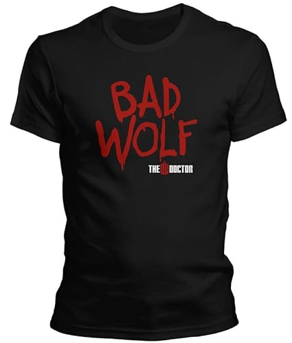 DragonHive Herren T-Shirt - Doctor Dr Bad Wolf Who - Lustiges Fun Motiv für Männer Tshirt, Größe:S, Farbe:Schwarz von DragonHive