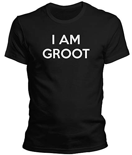 DragonHive Herren T-Shirt I am Groot Guardians of The Galaxy Männer Tshirt, Größe:M, Farbe:Schwarz von DragonHive