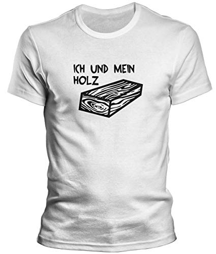 DragonHive Herren T-Shirt Ich und Mein Holz Fun Tshirt für Männer, Größe:L, Farbe:Weiß von DragonHive