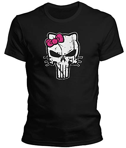 DragonHive Herren T-Shirt Kitty Punisher Skull Totenkopf Logo, Größe:XL, Farbe:Schwarz von DragonHive