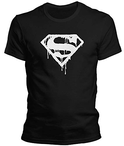 DragonHive Herren T-Shirt Superman Logo Symbol Man of Steel Batman vs Super Man, Größe:3XL, Farbe:Schwarz von DragonHive