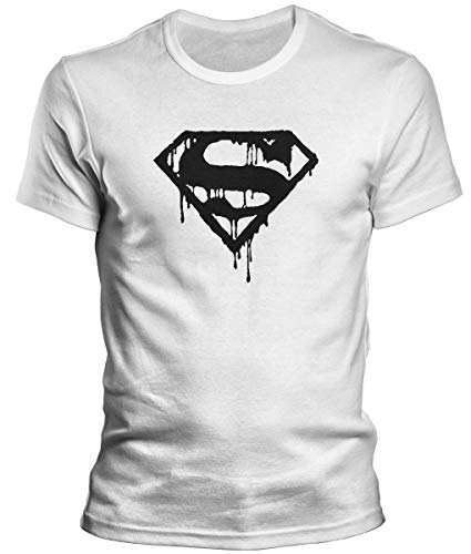 DragonHive Herren T-Shirt Superman Logo Symbol Man of Steel Batman vs Super Man, Größe:L, Farbe:Weiß von DragonHive