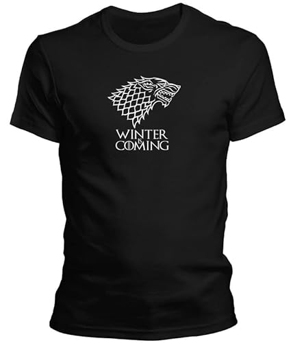 DragonHive Herren T-Shirt Winter is Coming, Größe:3XL, Farbe:Schwarz von DragonHive