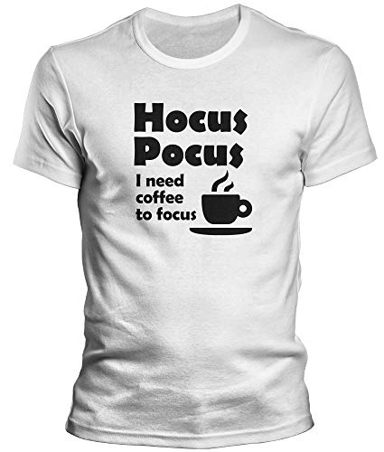 DragonHive Witziges Herren T-Shirt - Hocus Pocus i Need Coffee to Focus - Lustiges Tshirt mit Fun Motiv für Männer, Größe:XXL, Farbe:Weiß von DragonHive