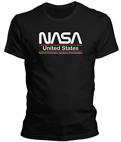 DragonHive Witziges Herren T-Shirt - NASA Worm Logo + United States - Lustiges Fun Motiv Tshirt für Männer, Größe:3XL, Farbe:Schwarz von DragonHive