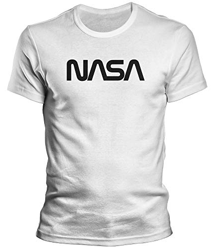 DragonHive Witziges Herren T-Shirt - NASA Worm Logo - Lustiges Fun Motiv Tshirt für Männer, Größe:L, Farbe:Weiß von DragonHive