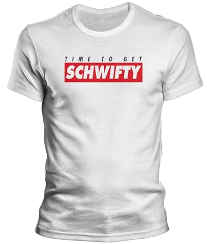 DragonHive Witziges Herren T-Shirt - Rick and Morty Time to Get Schwifty - Lustiges Fun Motiv Tshirt für Männer, Größe:S, Farbe:Weiß von DragonHive