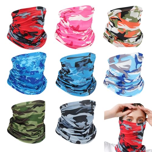 DragonX2 8 StüCk Multifunktionstuch Gesichtsmaske Bandana Camouflage HalswäRmer Atmungsaktive, Wird Zum Wandern, Skateboarden Und Angeln Verwendet von DragonX2