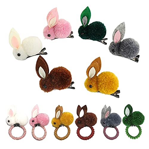 Niedlich Kaninchen Haarbänder Kaninchen Haarnadeln Haargummis Kinder MäDchen Cartoon Haar Ring 6 Kaninchen Haargummis Plus 6 Haarnadel Set FüR Kleine MäDchen Baby Kleinkind Kinder Diy Frisur von DragonX2