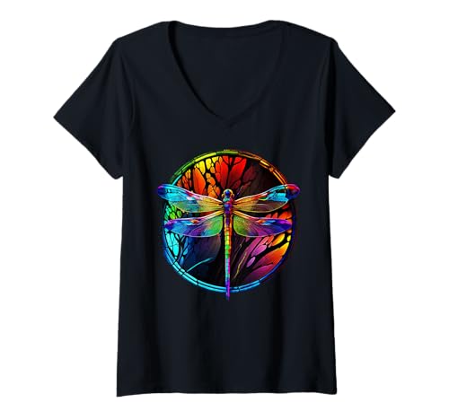 Damen Libellen-Insektenliebhaber T-Shirt mit V-Ausschnitt von Dragonfly Costume Design Ideas