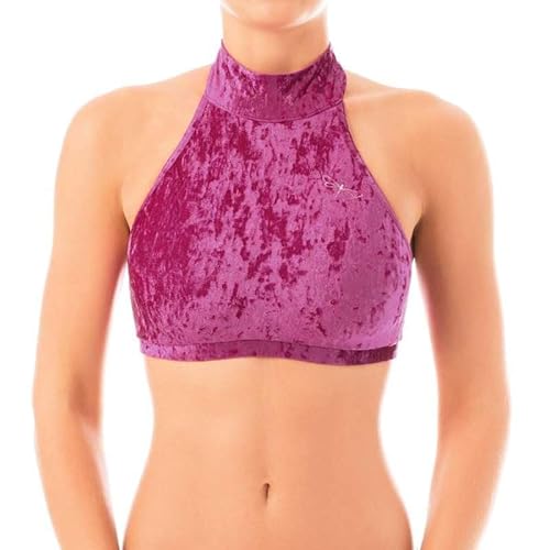 Dragonfly Halter-Sports Bra Samt Lisette Comfy-BH Velvet | Schnittform Maximaler Halt für Pole Dancer | Halsverschluss mit 3 kleinen Metallnieten | Material 80% Polyamid 20% Elastan Oeko-TEX von Dragonfly