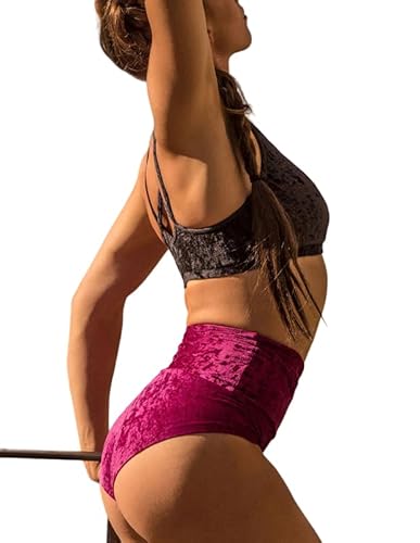 Dragonfly Pole Dance Shorts Betty Velvet Samtig Bequem mit hoher Taille und Perfekter Passform | Maximale Bewegungsfreiheit | Doppeltes Futter im Schrittbereich | 80% Polyamid 20% Elastan Oeko-TEX von Dragonfly