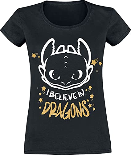 DRACHENZÄHMEN LEICHT GEMACHT Ohnezahn - I Believe In Dragons Frauen T-Shirt schwarz XXL von Dragons