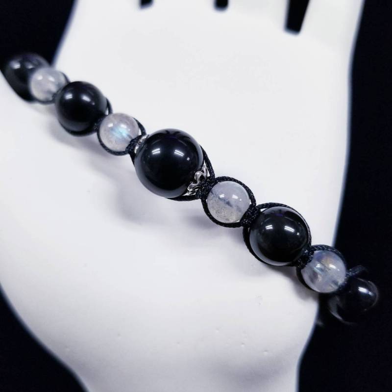 Rainbow Obsidian & Moonstone Armband von DragonsGemJewelryUSA