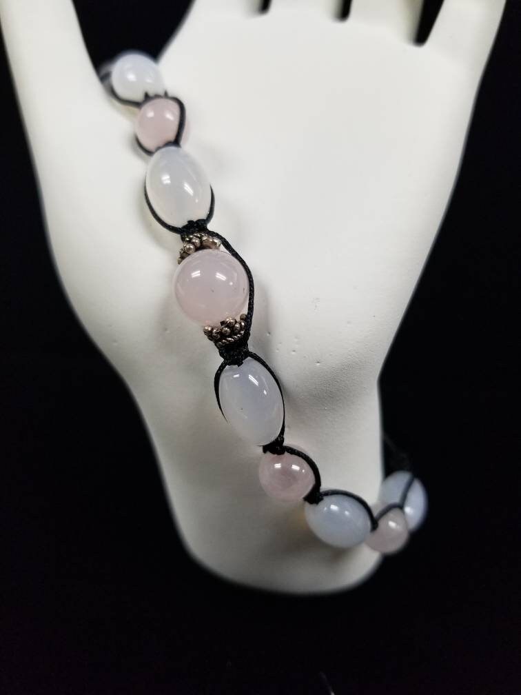 Rose Und Weiß Quarz Adjustable Armband von DragonsGemJewelryUSA