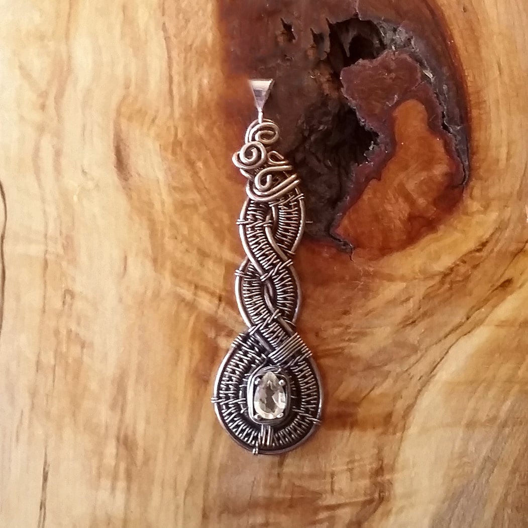 Citrin Und Silber Gewebt Draht Wirework Pendant - Unikate Citrin Und Silber Gewebt Draht Wirework Pendant - Unikate von DragonsRoostStudio