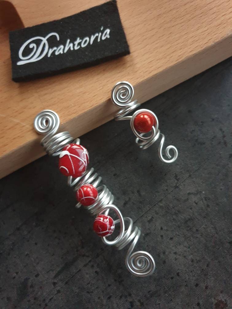 2Er Set Dreadlock Beads Rasta Dreadschmuck Aus Aludraht Von Drahtoria von Drahtoria