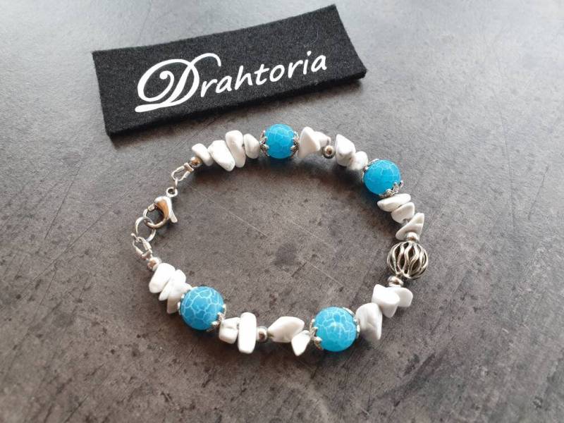 Drahtoria Armband Mit Howalit Nuggets Und Perlen Aus Verwittertem Achat Edelstahl von Drahtoria