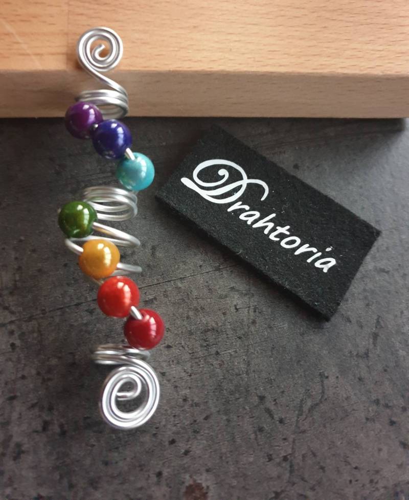 Dreadlock Chakra Beads Rasta Dreadschmuck Aus Aludraht Lang Vom Schmucklabel Drahtoria von Drahtoria