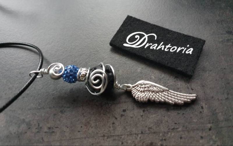 Engelsrufer Auf Drahtoria - Art Perlen Anhänger Flügel Aus Edelstahl Engel Strass Schutzengel von Drahtoria