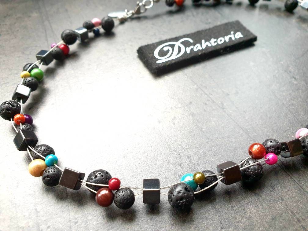 Miracle Beads Kette | Toll Leuchtend Und Lavastein Mehrsträngig Vom Schmucklabel Drahtoria Miracle Beads Kette | Toll Leuchtend Und Lavastein Mehrsträngig Vom Schmucklabel Drahtoria von Drahtoria