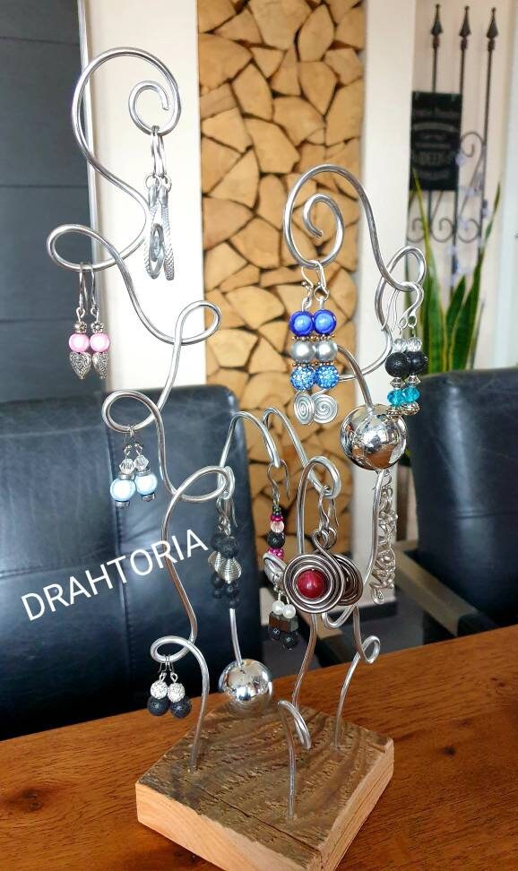 Ohrring Ständer Halter Aufhänger Aludraht Silber Display Vom Schmucklabel Drahtoria von Drahtoria