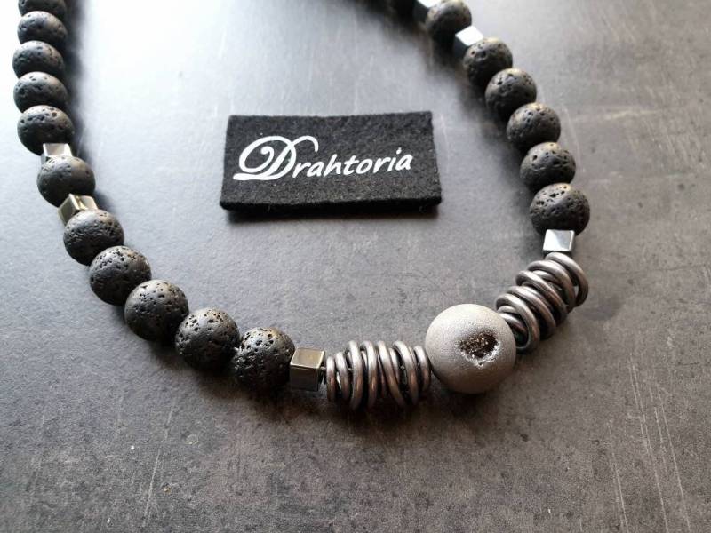 Versch. Modelle Statement - Kette Mit Drusenachatperle Handarbeit Von Drahtoria von Drahtoria