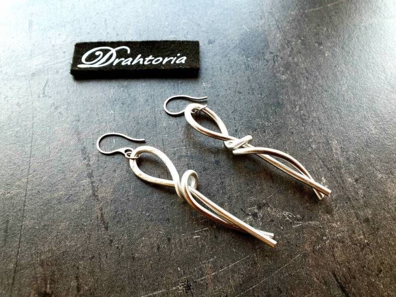 statement Ohrhänger Aus Aludraht Mit Edelstahl-Ohrhaken Vom Schmucklabel Drahtoria von Drahtoria