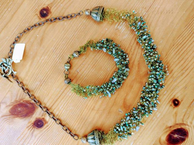 Green Dreams Collier U Armband Set von DrahtundPearls