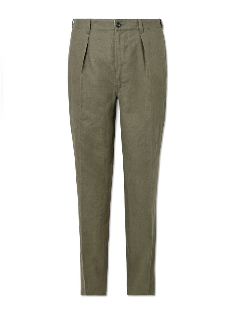 Drake's - Games Tapered Pleated Linen Suit Trousers - Men - Green - UK/US 30 von Drake's
