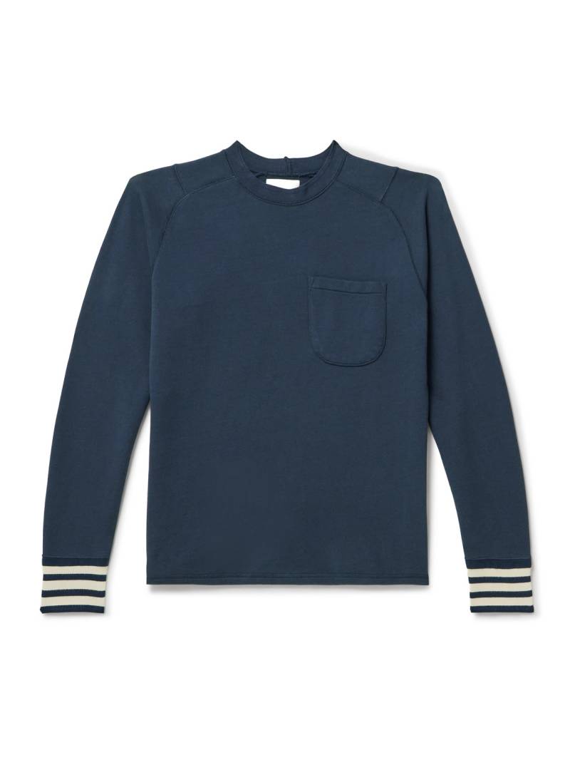 Drake's - Logo-Embroidered Striped Cotton-Jersey Sweatshirt - Men - Blue - S von Drake's