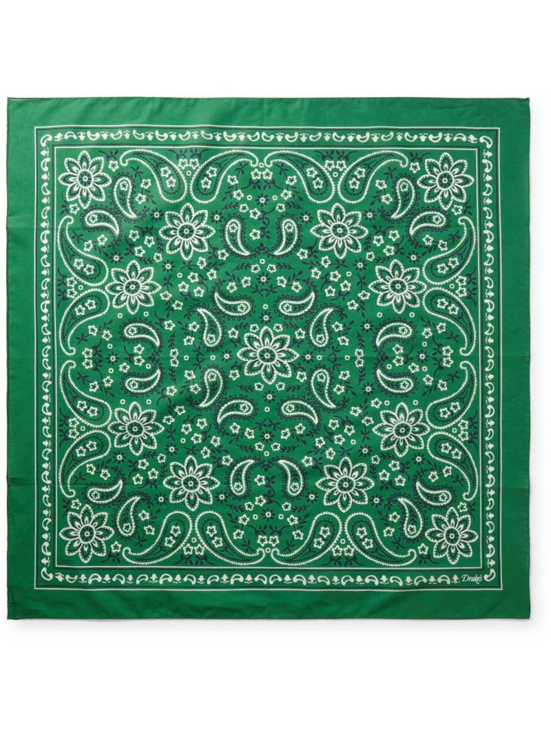 Drake's - Paisley-Print Cotton Scarf - Men - Green von Drake's
