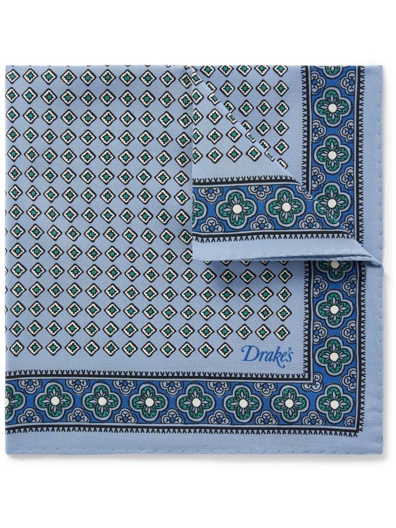 Drake's - Printed Silk Pocket Square - Men - Blue von Drake's