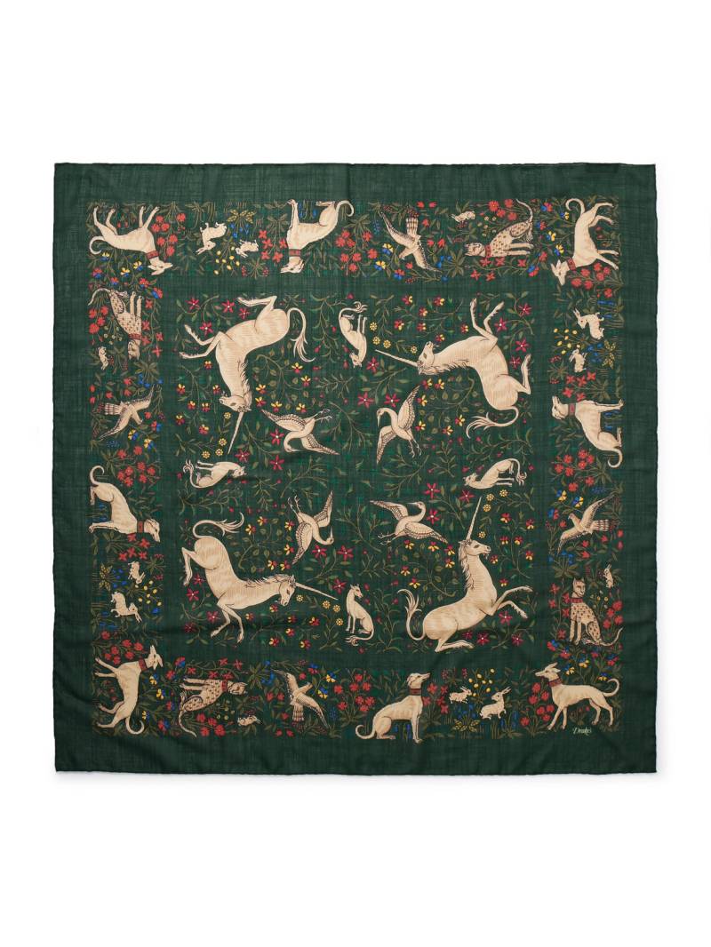 Drake's - Printed Wool and Silk-Blend Scarf - Men - Green Drake's - Printed Wool and Silk-Blend Scarf - Men - Green von Drake's