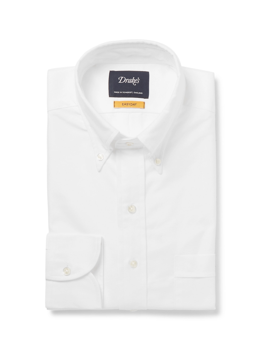 Drake's - White Button-Down Collar Cotton Oxford Shirt - Men - White - UK/US 16 von Drake's