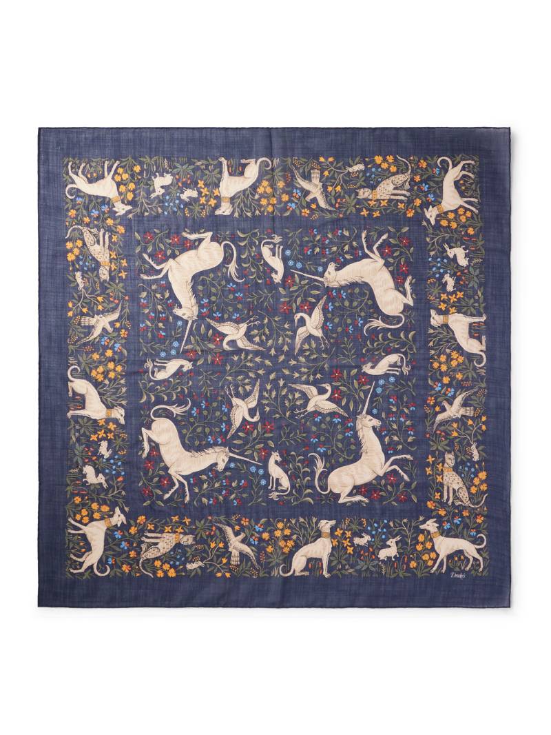 Drake's - Wool and Silk-Blend Scarf - Men - Blue von Drake's
