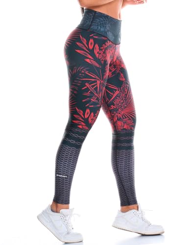 Drakon Colombian Workout-Leggings mit hoher Taille für Damen, Kompressions-Enge, Crossfit, Yogahose, viele Stile, Soulbk, Einheitsgröße von Drakon