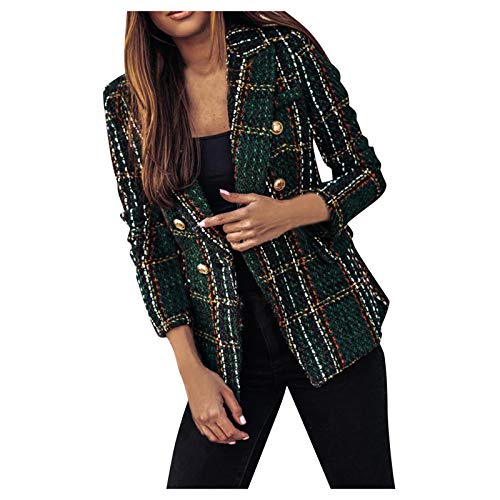 DRALOFAO Damen Business Freizeit Casual Blazer Business Jacke Anzugjacke Elegant Blazer Lang Basic Blazer Businessjacke Mantel Coat Kurz Mantel Anzüge Bolero Vintage Blazer von DRALOFAO