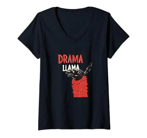 Damen Cooler Drama Lama-Spaß für Erwachsene und Kinder T-Shirt mit V-Ausschnitt von Drama Llama Outfit